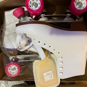 White Roller Skates with Pink Wheels